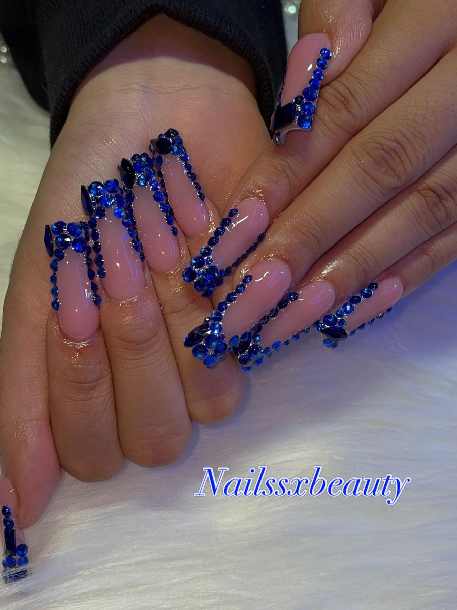 Blue rhinestone set signed Nailssxbeauty